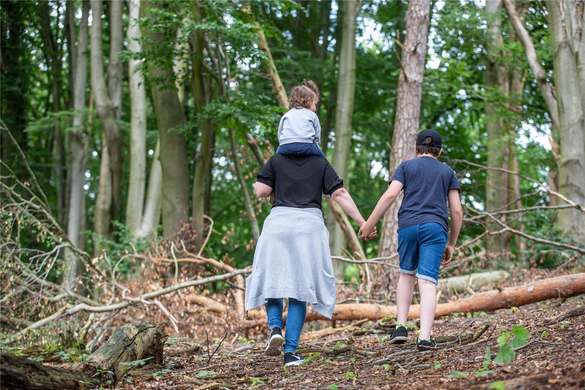 Waldspaziergang mit Junge